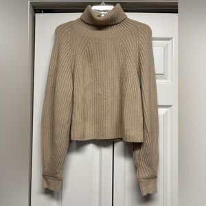 Missguided + Ribbed Beige Cowl Neck Sweater